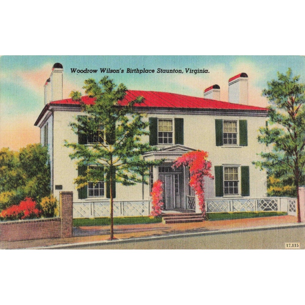 Vintage 1947 Woodrow Wilson Birthplace Postcard Staunton Virginia Linen VG
